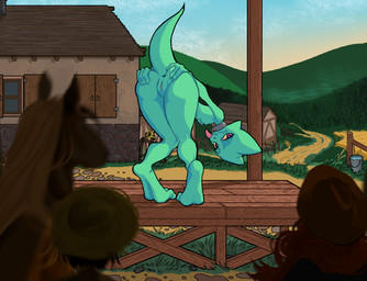 ambiguous_gender anthro anus auction bent_over bodily_fluids breasts collar collar_only crying detailed_background female genitals group humiliation nude presenting presenting_anus presenting_vulva public public_humiliation small_breasts tears tongue tongue_out vulva kafunya kobold_adventure moe_(kobold_adventure) equid equine horse kobold mammal scalie absurd_res hi_res