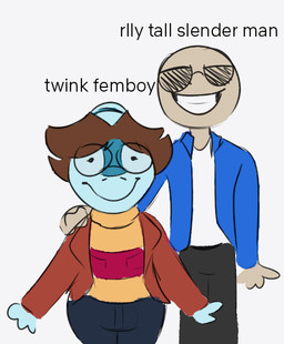 anthro bald biped black_bottomwear black_clothing black_pants blue_body blue_clothing blue_jacket blue_outerwear blue_scales blue_topwear bone_frill bottomwear brown_hair clothed clothed_anthro clothed_human clothed_male clothing duo eyewear femboy fingers frill_(anatomy) front_view glasses hair hand_on_shoulder human_on_anthro humanoid_hands interspecies jacket looking_at_viewer male male/male open_clothing open_jacket open_mouth open_topwear pants red_clothing red_jacket red_topwear romantic romantic_couple round_glasses scales shirt short_hair simple_background smile standing sunglasses teeth text topwear white_background white_clothing white_shirt white_topwear wide_hips yellow_clothing yellow_shirt yellow_topwear zorbi_(artist) cavemanon_studios i_wani_hug_that_gator benjamin_mcknight inco_(iwhtg) dinosaur hadrosaurid human mammal ornithischian ornithopod parasaurolophus prehistoric_species reptile scalie colored english_text