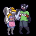 anthro apron big_tail black_body black_fur blonde_hair blush bottomwear bowl brown_eyes clothing container cookie cutlery dough dress duo feet female fingerless_(marking) fluffy fluffy_tail food fur grey_body grey_fur hair handwear holding_object kitchen_utensils knock-kneed male multicolored_body multicolored_fur one_eye_closed oven_mitts purple_eyes shirt shorts smile spoon tail toeless_(marking) tools topwear tray two_tone_body two_tone_fur white_body white_fur young young_anthro medicatedcannibal lemmy_(lemmy_niscuit) lolly_(butterscotchlollipop) mammal mephitid skunk spotted_skunk 1:1 alpha_channel hi_res