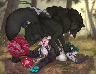 abdominal_bulge animal_genitalia animal_penis anthro anthro_on_feral anthro_penetrated anus balls bestiality bestiality_impregnation big_breasts big_penis biped black_balls black_body black_fur bodily_fluids bottomwear breasts butt canine_genitalia canine_penis claws clothing cum cum_from_vagina cum_in_uterus cum_in_vagina cum_inflation cum_inside duo erection female female_penetrated feral feral_penetrating feral_penetrating_anthro forced forced_impregnation forest fur genital_fluids genitals grass hair impregnation inflation internal interspecies interspecies_impregnation knot knot_root knotted_penis knotting male male/female male_penetrating male_penetrating_female markings outside ovum pants pawpads penetration penile penile_penetration penis penis_in_vagina pinned plant quadruped rape red_penis sex sheath sperm_cell spots spotted_body spotted_fur tail toe_claws torn_bottomwear torn_clothing torn_pants tree unwanted_impregnation uterus vaginal vaginal_knotting vaginal_penetration vulva firefangdragon echo_(wolffylegend) frost_in_summer_(sftsl) canid canine canis felid mammal pantherine snow_leopard wolf absurd_res hi_res