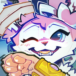 bandage bandage_on_ears blue_eyes bracelet bracelet_only fur jewelry looking_at_viewer one_eye_closed open_mouth pawpads solo teeth white_body white_fur wink dizzymilky nintendo pokemon anuhe eeveelution generation_6_pokemon pokemon_(species) sylveon 1:1 digital_media_(artwork) hi_res icon