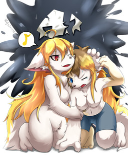 anthro arm_grab blue_eyes breasts brown_hair claws death eyelashes female female/female forced forced_transformation gender_transformation hair human_to_anthro jaw male male/female male/male mtf_transformation musical_symbol nude one_eye_closed red_eyes simple_background solo species_transformation splash symbol tail teeth transformation white_background white_body white_ears white_tail wink yellow_body yellow_tail mistake_artist changed_(video_game) ids_(user) ace_heart_(ids) lin_(changed) puro_(changed) canid canine canis goo_creature human mammal wolf hi_res