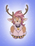 anthro antlers bell bell_collar big_breasts black_nose breasts brown_body brown_fur brown_hair collar ear_bell ear_piercing female fur hair horn jingle_bell piercing smile solo conditional_dnp kadath dazzler_(kadath) deer mammal new_world_deer reindeer 2023 bust_portrait hi_res portrait