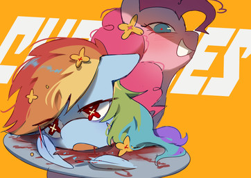 alternate_universe blood blue_body blue_eyes blue_feathers blue_fur bodily_fluids decapitation duo evil_face evil_grin evil_look feathers female feral flower fur gore hair hooves multicolored_hair pink_body pink_fur pink_hair plant rainbow_hair red_eyes scar severed_body_part severed_head shadow simple_background smile text wings x_eyes sinful_pie cupcakes_(mlp_fanfic) friendship_is_magic hasbro my_little_pony mythology pinkie_pie_(mlp) rainbow_dash_(mlp) earth_pony equid equine horse mammal mythological_creature mythological_equine pegasus pony 2025 absurd_res colored digital_drawing_(artwork) digital_media_(artwork) english_description english_text hi_res