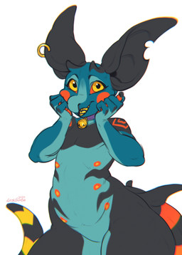 anthro big_ears blue_body ear_piercing ear_ring featureless_crotch front_view glistening glistening_eyes grey_body looking_at_viewer male male_anthro markings notched_ear nude orange_markings orange_sclera piercing ring_piercing simple_background solo standing white_background yellow_markings lostgoose species_request 2024 dated hi_res signature
