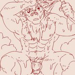 abs anthro bathing genitals humanoid_genitalia humanoid_penis male muscular muscular_anthro muscular_male nude pecs penis showering solo run_aki third-party_edit lifewonders tokyo_afterschool_summoners yule_(tas) deer mammal new_world_deer reindeer 1:1 censor_removal_edit low_res monochrome sketch