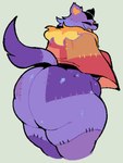 animate_inanimate anthro big_butt bottomless bottomless_male butt clothed clothing curvy_figure darkner deltarune domestic_cat felid feline felis huge_butt living_plushie male mammal meatmeatmeat4me patchwork_creature plushie purple_body seam_(deltarune) shawl shawl_only simple_background slightly_chubby solo tail thick_thighs undertale_(series) voluptuous