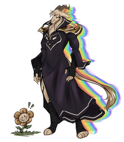4_toes anthro black_clothing black_robe clothing delta_rune_(emblem) duo eyes_closed facial_markings feet fingerless_gloves flower footwear fur gloves gold_(metal) handwear head_markings horn leaf male markings plant rainbow robe standing symbol tail toeless_footwear toes white_body white_fur white_fur_tuft white_tail yellow_petals edergtz undertale undertale_(series) asriel_dreemurr_(god_form) flowey_the_flower bovid caprine goat mammal hi_res