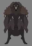 animal_genitalia anthro ball balls big_balls big_hands big_sheath black_body black_fur bone bovid_horn brown_body brown_fur caprine_horn crotch_tuft dark_body dark_fur digitigrade exposed_bone fully_sheathed fur genitals horn huge_balls male mane muscular muscular_anthro muscular_arms muscular_male muscular_thighs ram_horn ribs saggy_balls sheath skull skull_head solo thick_thighs tuft repomorame american_mythology indigenous_north_american_mythology mythology north_american_mythology cryptid monster wendigo hi_res