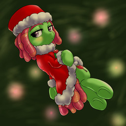 clothing dreadlocks female feral hair hat headgear headwear holidays looking_at_viewer solo behind-space christmas friendship_is_magic hasbro my_little_pony tree_hugger_(mlp) earth_pony equid equine horse mammal pony 1:1 2015