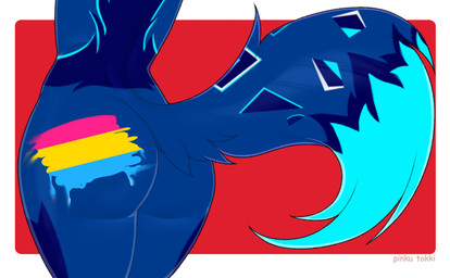 anthro bisexual_pride_colors butt butt_focus female fur lgbt_pride markings pansexual_pride_colors pride_color_accessory pride_color_flag pride_colors raised_tail simple_background solo striped_body striped_fur striped_markings striped_tail stripes tail tail_markings tail_motion tail_tuft thick_thighs thighs_together tuft evangelina_pinku lgbt_pride_month absurd_res digital_media_(artwork) hi_res
