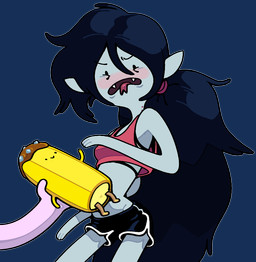 ambiguous_gender bite_mark bite_mark_on_neck blush bottomwear bra clothing crop_top disgust fanged_bite_mark fanged_bite_mark_on_neck fangs female food forked_tongue frown group hair long_hair micro not_furry shirt shorts smile sports_bra teeth tongue tongue_out topwear trio underwear discount-supervillain adventure_time cartoon_network banana_guard marceline_abadeer princess_bubblegum candy_people_(at) demon food_creature human humanoid mammal vampire