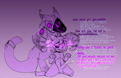 anthro balls begging bodily_fluids brainwashing corruption cum cumshot cybernetics dialogue duo ejaculation forced genital_fluids genitals glowing glowing_eyes kneeling machine male mind_control nude orgasm orgasm_denial orgasm_from_transformation penis programming purple_eyes rape rape_face reprogramming robotization screen screen_face sex simple_background text transformation kaittycat kaitty domestic_cat felid feline felis mammal protogen 2018 english_text hi_res