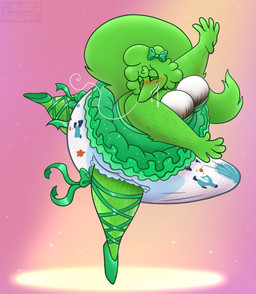 anthro arm_hair ballerina ballerina_shoes ballet big_diaper blush bodily_fluids body_hair bottomwear bow_ribbon bra clothed clothing crossdressing dance_shoes dancewear dazed diaper diaper_boobs dress drooling erection erection_in_diaper footwear green_clothing green_dress hyper_erection_under_clothes hypnosis leg_hair looking_at_viewer male mind_control pointe_shoes ringed_eyes saliva shoes skirt slightly_chubby smile smiling_at_viewer smirk smirking_at_viewer soiled_diaper solo sparkles sparkling_clothing sparkling_dress tutu unclean_diaper underwear used_diaper mapimoo_(artist) nintendo pokemon remy_(jeremiahs) generation_5_pokemon oshawott pokemon_(species) squirmle hi_res