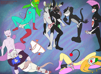 anthro antlers armpit_hair bod_mod_bear_(fledgedragonfox) bodily_fluids body_hair body_worship bulge clothed clothing cloudco demon_plush dripping erection_tearing_underwear face_against_bulge footwear genital_fluids genital_piercing genitals group horn jester leg_wrap legwear long_tongue lord_of_ink_(fledgedragonfox) male male/male musk musk_worship musky_underwear penis piercing plushie precum precum_drip precum_through_clothing precum_through_underwear socks starrotii_(fledgedragonfox) sweat_stain teasing tenting thigh_highs titan_two tongue tongue_piercing torn_clothing torn_underwear underwear underwear_only wet wet_clothing fledgedragonfox care_bears mythology dominic_dragonhare ferro_the_mouse_(fledgedragonfox) harp_(fledgedragonfox) nolsen_dragonhare animate_inanimate bear canid canine demon dragon humanoid hybrid ink_creature jackalope lagomorph living_plushie mammal mouse murid murine mythological_creature mythological_scalie rodent scalie unknown_species nonbinary_(lore)