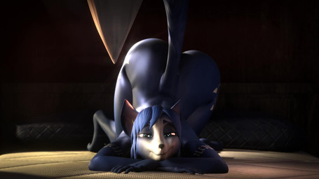 anthro ass_up bed bedroom bedroom_eyes big_butt blue_body blue_eyes blue_fur butt female fur furniture huge_butt looking_at_viewer narrowed_eyes nude seductive solo tail tail_motion tailwag aledor nintendo star_fox krystal_(star_fox) canid canine fox mammal 16:9 3d_(artwork) 3d_animation animated blender_(artwork) digital_media_(artwork) hi_res high_framerate loop no_sound short_playtime video widescreen