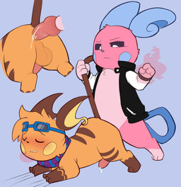 all_fours alternate_color anal anal_penetration animal_genitalia animal_penis anthro anus balls biped blue_background blue_body blue_fur blush bodily_fluids brown_body brown_fur canine_genitalia canine_penis cheek_spots clothed clothed_anthro clothed_male clothing cum cum_in_ass cum_inside digitigrade doggystyle dominant dominant_anthro dominant_male duo ejaculation eyes_closed from_behind_position fur fur_tuft genital_fluids genitals glans gloves_(marking) head_tuft humanoid_genitalia humanoid_penis jacket knot knotted_penis leg_markings looking_down looking_down_at_partner looking_pleasured male male/male male_anthro male_on_anthro markings multicolored_body multicolored_fur multiple_angles narrowed_eyes open_clothing open_jacket open_topwear orange_body orange_fur pattern_clothing pattern_scarf penetration penile penile_penetration penis pink_body pink_fur rear_view scarf sex side_view simple_background socks_(marking) striped_body striped_clothing striped_fur striped_scarf stripes submissive submissive_anthro submissive_male tail tail_grab topwear tuft two_tone_body two_tone_fur porldraws nintendo pokemon fan_character lyserod_(porldraws) sparkychu alolan_form alolan_raichu generation_1_pokemon generation_7_pokemon pokemon_(species) raichu regional_form_(pokemon) 2026 digital_drawing_(artwork) digital_media_(artwork) flat_colors hi_res
