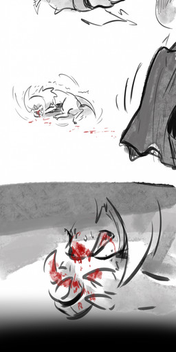 ambiguous_gender blood bodily_fluids claws crying feral front_view fur horn lying on_front simple_background solo tears teeth tenebscuro nintendo pokemon absol generation_3_pokemon pokemon_(species) 2026 absurd_res digital_drawing_(artwork) digital_media_(artwork) hi_res long_image tall_image