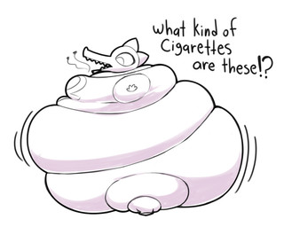 anthro asking asking_what belly big_belly blueberry_inflation breasts cigarette cigarette_in_mouth clothed clothed_anthro clothed_female clothing exclamation_point female female_anthro huge_belly hyper immobile inflation interrobang morbidly_obese morbidly_obese_anthro morbidly_obese_female non-mammal_breasts obese obese_anthro obese_female object_in_mouth overweight overweight_anthro overweight_female question_mark scales sharp_teeth shirt side_view simple_background smoking smoking_cigarette snout solo spherical_inflation t-shirt teeth text topwear transformation_through_smoking white_background maddeku night_in_the_woods bea_santello crocodile crocodilian reptile scalie 2019 5:4 digital_drawing_(artwork) digital_media_(artwork) english_text full-length_portrait greyscale hi_res monochrome portrait shaded sketch