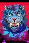 anthro blue_body blue_eyes blue_fur fur glitch hair long_hair looking_at_viewer male open_mouth simple_background smile solo teeth killingtea blue_panther_(character) felid feline felis leopard mammal pantherine hi_res