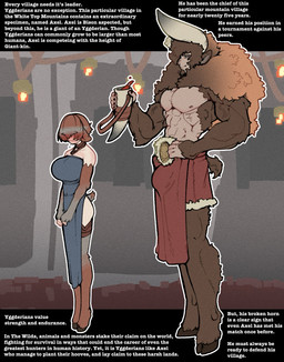 abs beard big_breasts big_bulge blue_clothing blue_dress blush bodily_fluids bottomwear breasts brown_body brown_fur brown_hair bulge clothed clothed_female clothed_humanoid clothing dress drinking_horn duo facial_hair female fur grey_body grey_fur hair hooves horn larger_male male multicolored_body multicolored_fur multicolored_hair muscular muscular_humanoid muscular_male orange_body orange_fur orange_hair pelvic_curtain red_bottomwear red_clothing size_difference smaller_female standing sweat text topless topless_humanoid topless_male two_tone_body two_tone_fur two_tone_hair thevarking axel_(thevarking) animal_humanoid bison_humanoid bovid bovid_humanoid bovine bovine_humanoid humanoid mammal mammal_humanoid 2026 english_text hi_res