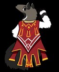 ambiguous_gender anthro brown_body brown_fur cape clothing fur gem gesture hand_gesture looking_at_viewer looking_back multicolored_body multicolored_fur pointing solo standing white_body white_fur trout_(artist) runescape anteater mammal pilosan xenarthran alpha_channel hi_res