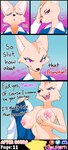 absurd_res aggretsuko anthro big_breasts big_ears black_nose blinking blue_clothing blue_shirt blue_topwear brainwashing breast_grab breasts brown_body brown_fur canid canine clothed clothing collared_shirt comic corrupted corruption dazed dialogue evil_face evil_grin evil_look eyelashes female fennec_fox fenneko fox fur glowhorn grin hand_on_breast hand_on_head hi_res hypnosis imminent_sex mammal mind_control nude office office_clothing open_mouth pink_eyes sanrio sharp_teeth shirt simple_background smile smug smug_face solo submissive submissive_female talking_to_another teeth topwear trance true_fox white_clothing white_shirt white_topwear