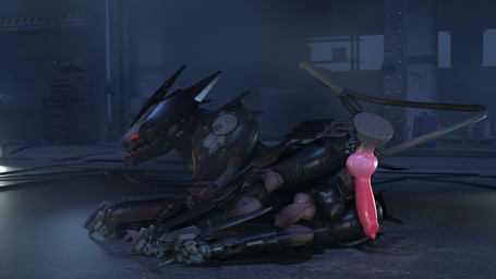 animal_genitalia animal_penis black_body canine_genitalia canine_penis detailed_background dildo feral genitals knot knotted_penis lying machine male multicolored_body on_model on_side penis sex_toy solo tongue tongue_out flowrednow russy_(artist) konami metal_gear metal_gear_rising:_revengeance platinumgames blade_wolf robot robot_feral 3d_(artwork) digital_media_(artwork) hi_res