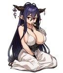 big_breasts breasts cleavage clothed clothing female horn humanoid_pointy_ears looking_at_viewer not_furry pointy_ears red_eyes solo houtengeki cygames granblue_fantasy danua draph horned_humanoid humanoid