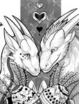 duo egg feral fur heart_symbol horn smile natoli mythology dragon furred_dragon furred_scalie mythological_creature mythological_scalie scalie 2022 digital_media_(artwork) hi_res monochrome