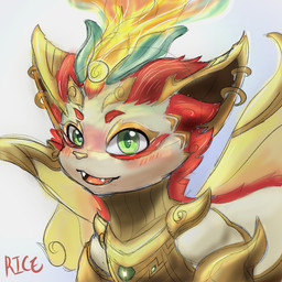 ambiguous_feral ambiguous_gender big_ears blush blush_lines ear_piercing ear_ring eyebrows fangs feral fire glistening glistening_eyes green_eyes looking_at_viewer multicolored_wings open_mouth piercing red_eyebrows red_wings ring_piercing simple_background solo teeth text tongue white_body white_wings wings rice38 league_of_legends mythology riot_games tencent smolder_(lol) dragon mythological_creature mythological_scalie scalie 2026 artist_name digital_media_(artwork) hi_res male_(lore)
