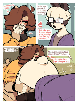 anal anal_request anthro aroused bedroom blush bodily_fluids bottomwear bottomwear_down clothed clothing dialogue duo eyeshadow eyewear femboy glasses makeup male male/male oral oral_request pants pants_down partially_clothed public purple_clothing purple_sweater purple_topwear requesting rimming rimming_request saliva sex sex_request sharp_teeth shirt short_tail speech_bubble sweater tail tail_motion tailwag teeth text topwear yellow_clothing yellow_sweater yellow_topwear theelgenerate leo_(theelgenerate) felid humanoid lagomorph leporid lion mammal pantherine rabbit english_text