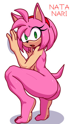 accessory anthro anthrofied biped black_nose breasts butt countershade_face countershade_feet countershading crouching eyelashes feet female female_anthro fingers fur green_eyes hair hair_accessory hairband iris looking_at_viewer nude nude_anthro nude_female pink_body pink_fur pink_hair pink_quills quill_hair red_hairband redesign simple_background snout soles solo tail tan_body tan_skin toes white_background nyouki sega sonic_the_hedgehog_(series) amy_rose eulipotyphlan hedgehog mammal 3:5 hi_res