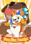 crown duo feral headgear looking_at_viewer open_mouth smile tongue tongue_out toony manmosu_marimo league_of_legends riot_games tencent fizz_(lol) fuzz_fizz canid canine canis domestic_dog mammal yordle