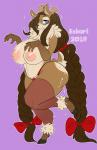 accessory anthro antlers belly big_breasts bow_(feature) bow_accessory bow_ribbon braided_hair breasts brown_hair canada canadian_flag clothing female hair hair_accessory hair_bow hair_ribbon heart_font heart_symbol horn huge_breasts huge_thighs legwear long_hair looking_at_viewer maple_leaf nipples overweight overweight_anthro overweight_female red_bow ribbons slightly_chubby smile solo sparkles standing thick_thighs thigh_highs twin_bows twin_hair_bows underwear ezukapizumu olive_(rawk_manx) deer mammal new_world_deer reindeer hi_res