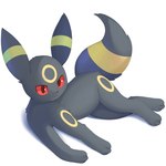 ambiguous_gender black_body black_fur feral fur lying on_side paws red_eyes simple_background solo tail plattyneko nintendo pokemon eeveelution generation_2_pokemon pokemon_(species) umbreon 1:1 2020 absurd_res hi_res signature