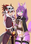 anthro breasts duo female fur inner_ear_fluff kemono kiss_mark smile tail tuft wolflong mythology ilyad_(ilyad_12) wolfhimeqin canid canine canis dragon mammal mythological_creature mythological_scalie scalie wolf absurd_res hi_res