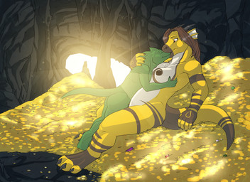 anthro anthro_on_anthro anthro_penetrated anthro_penetrating anthro_penetrating_anthro barely_visible_genitalia barely_visible_penis black_horn black_nipples black_penis brown_hair coin duo ear_frill eyes_closed female female_penetrated frill_(anatomy) genitals green_body hair horn inside long_hair male male/female male_penetrating male_penetrating_female mouth_closed nipples nude penetration penile penile_penetration penis penis_in_vagina sex side_view size_difference treasure vaginal vaginal_penetration white_body white_frill yellow_body yellow_eyes solaxe_(artist) mythology varenvel dragon mythological_creature mythological_scalie scalie