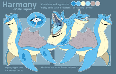 ambiguous_gender blue_body blue_horn blue_tongue feral grey_shell horn mouth_closed open_mouth sharp_teeth shell simple_background solo teeth tongue yellow_body imperatorcaesar nintendo pokemon harmony_(imperatorcaesar) generation_1_pokemon lapras marine plesiosaur pokemon_(species) prehistoric_species reptile scalie hi_res model_sheet male_(lore)