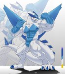 abs anthro athletic biceps big_biceps biped blue_chest blue_claws blue_hands blue_spikes claws eye_horns featureless_crotch flexing flexing_muscles fusion horn male muscular muscular_anthro muscular_arms muscular_legs muscular_male muscular_thighs nipples palette pecs pokemon_fusion pokemorph pose serratus solo spiked_tail spikes spikes_(anatomy) tail tail_spines white_body white_skin wings valentinesartx nintendo pokemon generation_2_pokemon generation_3_pokemon hybrid latios legendary_pokemon lugia pokemon_(species) hi_res