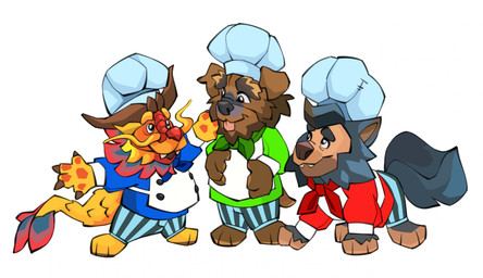 3_toes 4_fingers all_fours anthro apron barbel_(anatomy) barefoot big_nose black_eyes black_nose black_stripes blonde_eyebrows blue_body blue_bottomwear blue_clothing blue_eyebrows blue_fur blue_hair blue_hat blue_headwear blue_kerchief blue_neckerchief blue_pants blue_shirt blue_tail blue_tail_tuft blue_topwear bottomwear brown_body brown_claws brown_fur brown_hair brown_horn brown_inner_ear brown_tail cheek_tuft chef_hat claws clothed clothed_anthro clothed_male clothing eyebrows facial_tuft fangs feet finger_claws fingers floppy_ears fluffy fully_clothed fully_clothed_anthro fully_clothed_male fur green_clothing green_kerchief green_neckerchief green_shirt green_topwear group hair hand_pawpads happy hat headgear headwear horn kerchief long_tail male male_anthro multicolored_body multicolored_bottomwear multicolored_clothing multicolored_fur multicolored_hair neck_tuft neckerchief neckwear orange_pawpads pants pattern_bottomwear pattern_clothing pattern_pants pawpads pink_tongue red_body red_clothing red_nose red_scales red_shirt red_topwear scales shirt short_hair simple_background smile smiling_at_another smiling_at_each_other spread_arms standing striped_bottomwear striped_clothing striped_pants stripes tail tail_tuft tan_body tan_skin teeth thick_eyebrows toes tongue tongue_out topwear trio tuft two_tone_bottomwear two_tone_clothing two_tone_hair two_tone_pants white_apron white_background white_clothing yellow_body yellow_scales yellow_tail badluckbootsy mythology overcooked_(series) dog_(overcooked) dragon_(overcooked) werewolf_(overcooked) cairn_terrier canid canine canis domestic_dog dragon eastern_dragon hunting_dog mammal mythological_canine mythological_creature mythological_scalie scalie terrier werecanid werecanine werecreature werewolf 2023 colored digital_drawing_(artwork) digital_media_(artwork) english_description hi_res shaded