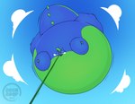 air_puff aroused aroused_face balloon blue_body cloud green_body green_hose hose hose_inflation immobile inflatable inflation inflation_fetish looking_pleasured motion_lines sky skyscape spherical_inflation blue_(artist) mythology blue_(blue) dragon mythological_creature mythological_scalie scalie 2024 absurd_res artist_name dated hi_res