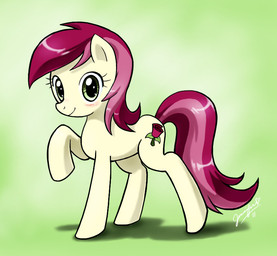 cutie_mark female feral flower happy plant quadruped rose_(flower) smile solo tail unknown_artist friendship_is_magic hasbro my_little_pony rose_(mlp) earth_pony equid equine horse mammal pony source_request