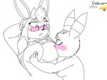 anthro blush breasts duo eyewear female female/female glasses holding_head holding_partner nipple_fetish nipple_pinch nipple_play nipple_suck nipples pinch pseudo_hair sucking teasing kittiehunter nintendo pokemon eeveelution generation_2_pokemon generation_4_pokemon glaceon pokemon_(species) umbreon 2020 4:3 dated