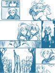 2016 aerith_(twokinds) anthro armor blue_and_white breasts cloak clothed clothing comic conditional_dnp daniels_(twokinds) embrace felid female flora_(twokinds) fur group hair hug human iris_(twokinds) keidran keiren_(twokinds) leopard maeve_(twokinds) male mammal monochrome nude open_mouth outside pantherine pauldron sculpture simple_background sketch smile snow_leopard statue tiger tom_fischbach trace_legacy twokinds white_background