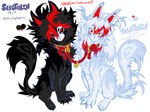 ambiguous_gender black_body black_fur duo feral fur light_body light_fur shonencore mythology felid mammal mythological_creature mythological_sphinx hi_res model_sheet