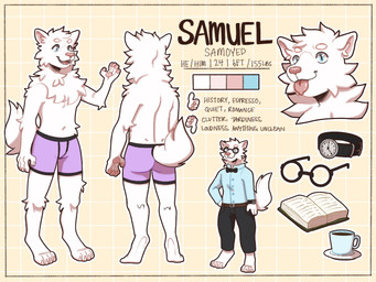 anthro book boxer_briefs boxer_briefs_only clock clothed clothing coffee_cup container cup digitigrade eyewear fluffy fluffy_chest fur glasses male solo tongue tongue_out topless underwear underwear_only watch wearing_glasses white_body white_fur mortsy samuel_(character) canid canine canis domestic_dog mammal nordic_sled_dog samoyed spitz 4:3 hi_res