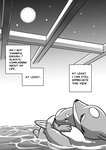 3_fingers 3_toes buizel comic cuddling duo english_text feet feral fingers floating floatzel full_moon generation_4_pokemon greyscale hi_res hug lester_(risenpaw) lying_on_another male monochrome moon multi_tail ness_(risenpaw) nintendo pokemon pokemon_(species) risenpaw swimming_pool tail text toes water