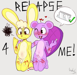 anthro arm_scar bdsm blood blood_drip blood_from_wound blood_on_arm blood_on_leg blush bodily_fluids buckteeth coerced coercion curly_hair cutting cutting_self dripping duo foreskin fur fur_tuft genital_fluids genitals gore hair half-erect heart_nostrils heart_symbol kneeling leaking_precum leg_scar looking_pleasured male male/male masochism open_wound partially_retracted_foreskin penis precum precum_squirt purple_body purple_fur razor_blade sadism scar self-harm self-harm_encouragement self-harm_scars sweat tears tears_of_pain teeth thick_thighs thigh_scar trauma tuft unretracted_foreskin wound_on_arm wound_on_leg wounded yellow_body yellow_fur ccruelangel happy_tree_friends cuddles_(htf) toothy_(htf) beaver lagomorph mammal rodent hi_res signature