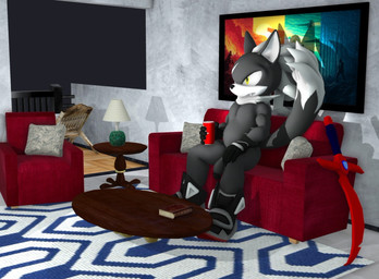 alcohol angry anthro beer belly beverage big_belly biped circumcised clothing flaccid footwear furniture genitals glans handwear humanoid_genitalia humanoid_penis lamp lights living_room male male_anthro melee_weapon neutral night overweight overweight_anthro overweight_male painting penis plantigrade sitting sofa solo sword table watching_television weapon doomlazy27 sega sonic_forces sonic_the_hedgehog_(series) infinite_(sonic) canid canine canis jackal mammal 3d_(artwork) digital_media_(artwork)